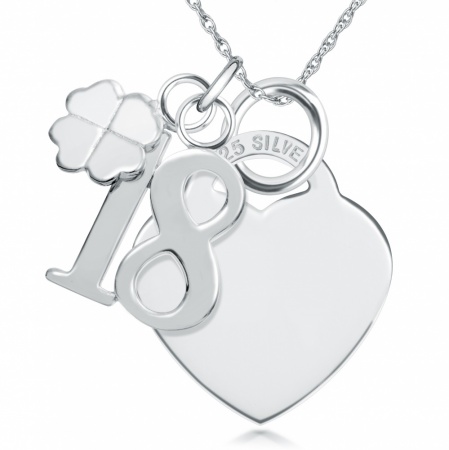 18th Birthday Sterling Silver Heart Necklace (can be personalised)