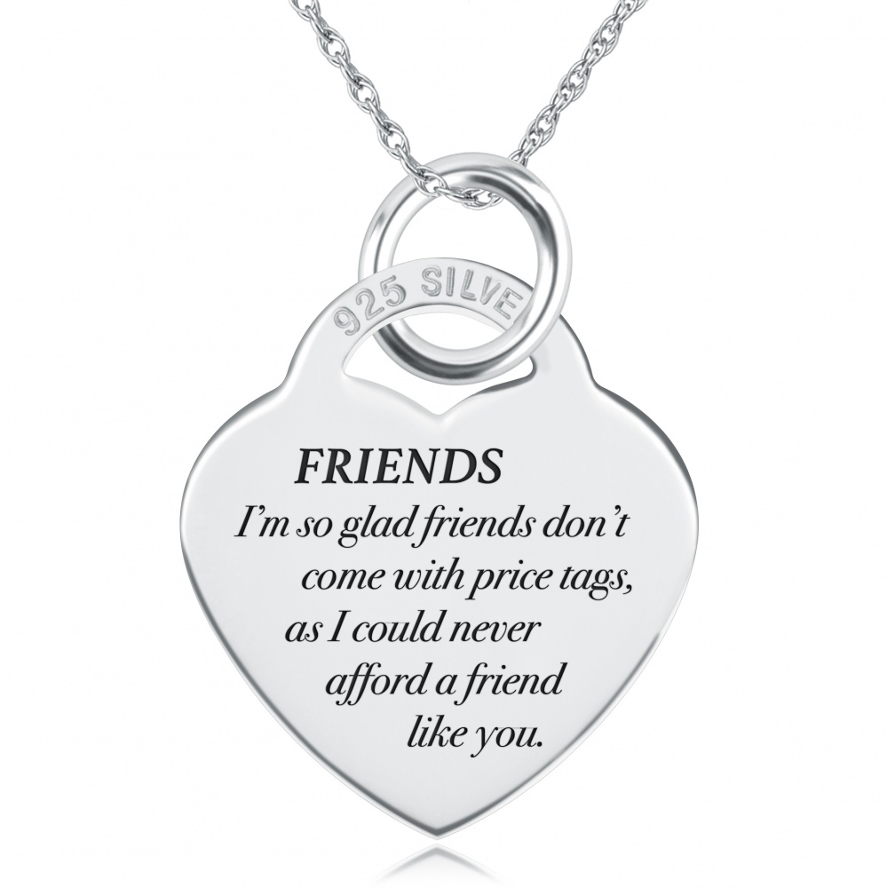 So Glad Friends don't come with Price Tag Necklace, Personalised, Sterling Silver