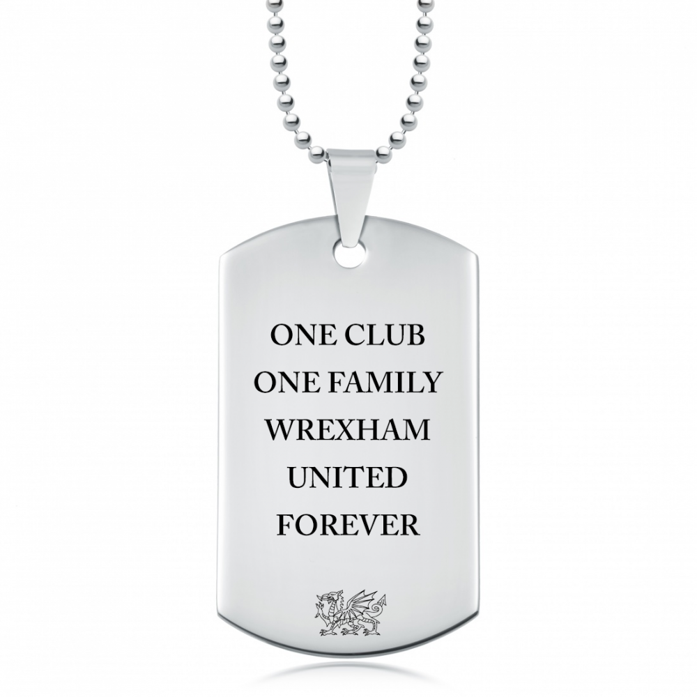 Personalised Wrexham Dog Tag Necklace, One Club, One Family
