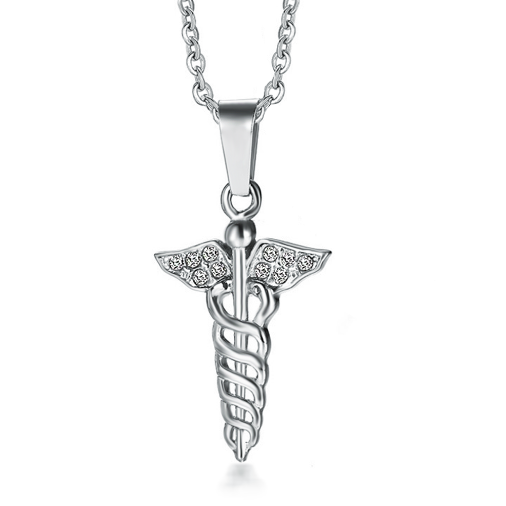 Personalised Medical Caduceus Symbol Necklace, Engraved