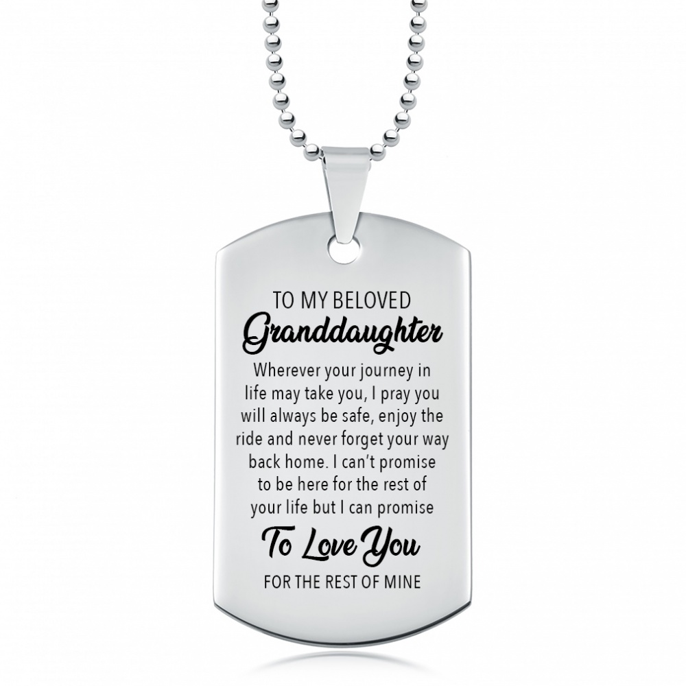To My Beloved Granddaughter Dog Tag Necklace, Personalised