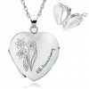 10th Anniversary Daffodil Locket, Personalised, Sterling Silver, Ladies, 4 Photo