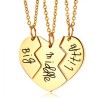 Big, Middle, Little Sister Necklaces, with Personalisation, Sharing, Split Heart