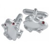 Frog Cufflinks, with Garnet Eyes, Sterling Silver (Engraving Available)