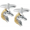 Horse's Head Cufflinks, Sterling Silver & Gold Plated (Engraving Available)