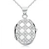 Chequered Board CZ Oval Locket, Personalised, J*Jaz 925 Sterling Silver