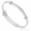 Babies Bangle with Cubic Zirconia Heart, Sterling Silver (can be personalised)