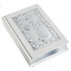 White Leatherette St. James Bible with Embossed Silver Plaque