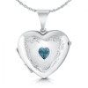 Blue Topaz Heart Locket, Personalised, Sterling Silver
