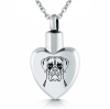 Boxer Dog Ashes Necklace, Personalised, Stainless Steel Heart
