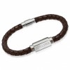 Mens ID Bracelet, Brown Leather & Stainless Steel GP Screws (can be personalised)