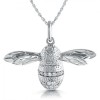 Bumble Bee Necklace, Sterling Silver & Cubic Zirconia