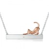 Cat ID Plate Necklace, with Personalisation, Sterling Silver & Rose Gold
