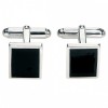 Black Agate & Sterling Silver Square Cufflinks by Fred Bennett