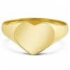 Ladies 9ct Gold Heart Signet Ring, Personalised, Yellow Gold, Hallmarked