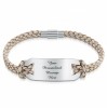 Women's White Leather Identity Bracelet, Personalised, Stainless Steel