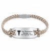 Women's Medical Alert Bracelet, Personalised, White Leather