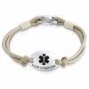 Ladies Medical Alert Bracelet, Personalised, Leather & Stainless Steel