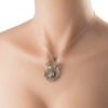 Large Victorian Style Flower Necklace, Sterling Silver, Cubic Zirconia