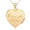 Love You Always Heart Locket, 9ct Yellow Gold, Embossed Scroll Design