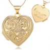 Love You Always Heart Locket, 9ct Yellow Gold, Embossed Scroll Design