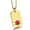 Gold Medical Alert Dog Tag Necklace, with Personalised Engraving