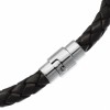 Men's Black Leather ID Bracelet, with Personalised Engraving, Slim Plate & Gold Screws