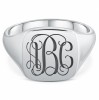 Monogram Signet Ring, Mens Personalised Sterling Silver, Sizes M-T