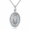 Miraculous Medal Necklace, Sterling Silver, Antique Finish