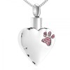 Pink Crystal Paw Print Cremation Ashes Necklace, with Personalisation
