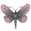 Butterfly Brooch, Amethyst, Marcasite, & Pink Enamel, Sterling Silver
