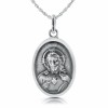 Sacred Heart of Jesus Necklace, Sterling Silver, with Mary & Jesus