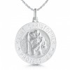 St Christopher Protect Us Necklace, Personalised, Sterling Silver