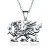 Welsh Dragon Necklace, Sterling Silver