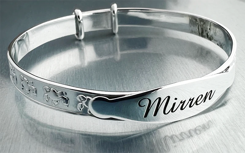 babies bangle example engraving sterling silver