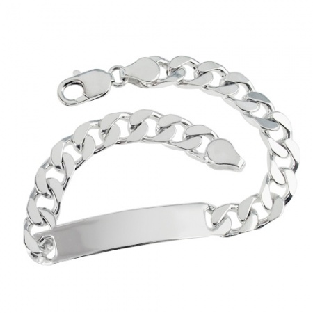 Mens 8mm wide 8.5 inches Hallmarked ID Curb Sterling Silver Bracelet (can be personalised)
