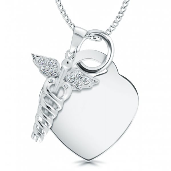Medical Alert SOS Sterling Silver Heart Necklace (can be personalised)