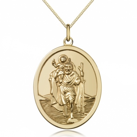 St Christopher Oval Pendant 9ct Yellow Gold (can be personalised)