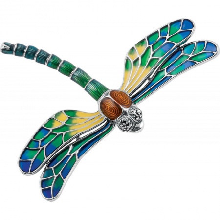 Dragonfly Jewelled Brooch, Art Nouveau Style, Sterling Silver