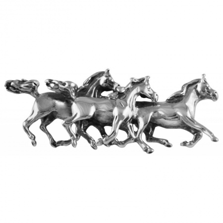 Galloping Horses Brooch, Sterling Silver