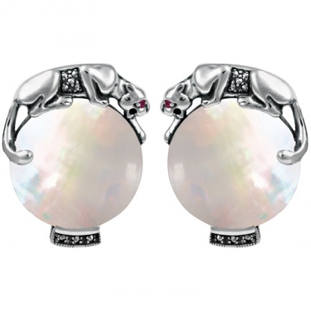 Panther Cufflinks, Mother of Pearl & Sterling Silver (Engraving Available)