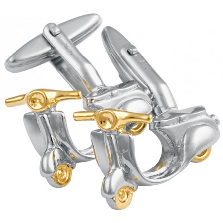Scooter Cufflinks, Sterling Silver & Gold Plated (Engraving Available)