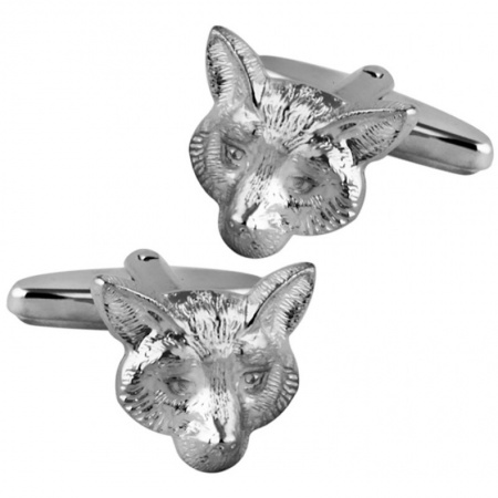 Fox Head Cufflinks, Sterling Silver (Engraving Available)