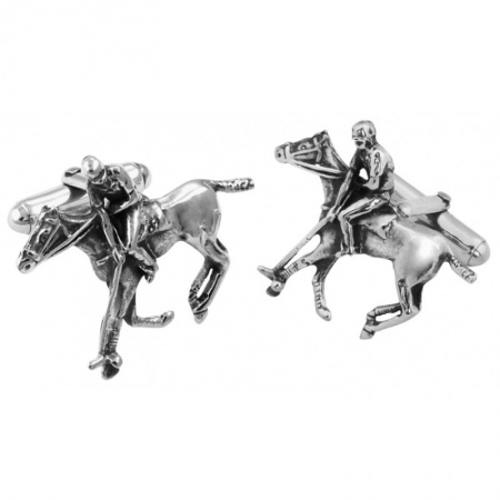 Polo Player Cufflinks, Sterling Silver (Engraving Available)