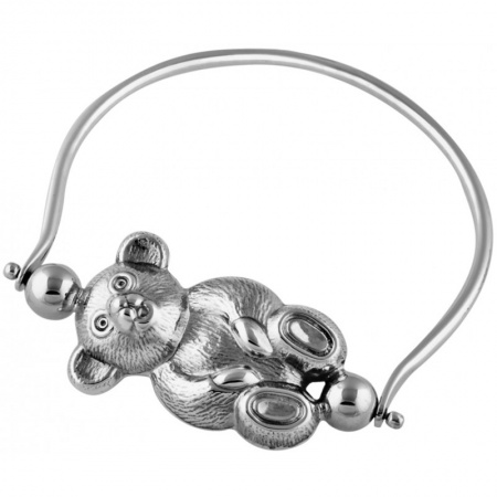 Spinning Teddy Bear Rattle, Solid Sterling Silver XOP