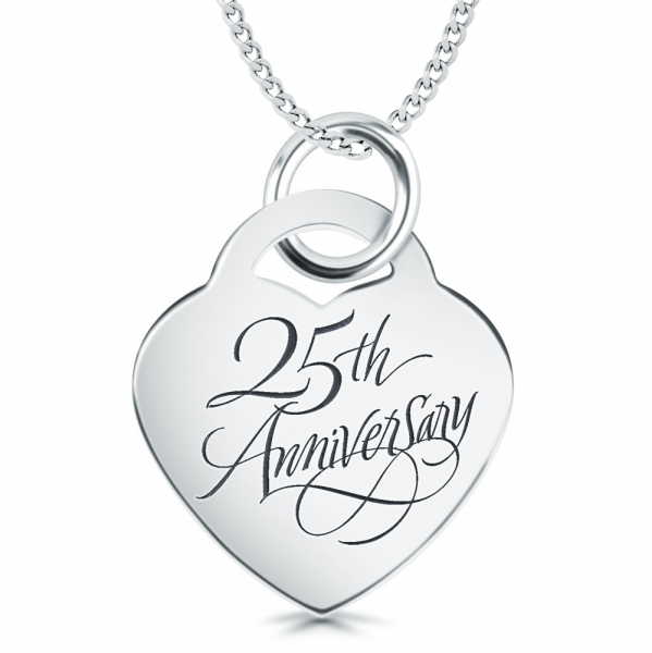 25th Anniversary Necklace, Personalised, Sterling Silver, Wedding