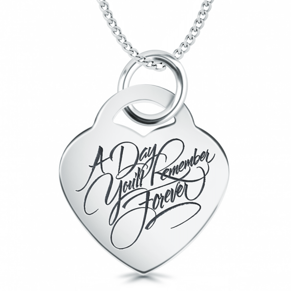 A Day You'll Remember Forever Heart Shaped Sterling Silver Necklace (can be personalised)