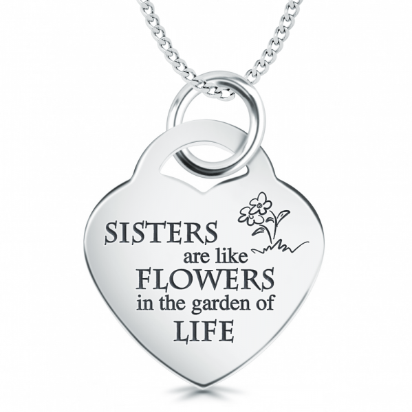 Sisters Are Like Flowers Necklace, Personalised, Sterling Silver
