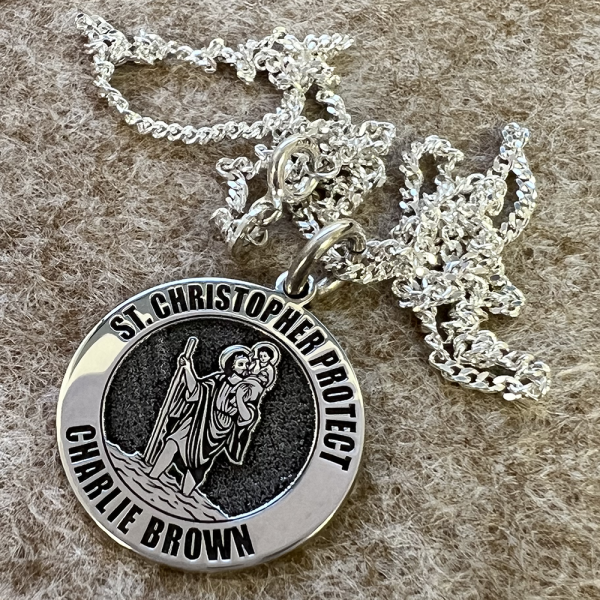 Personalised St Christopher, Men/Women, Sterling Silver