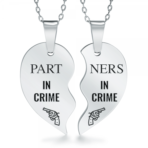 Partners in Crime Necklaces, Personalised, Split Heart, Sharing, Couple